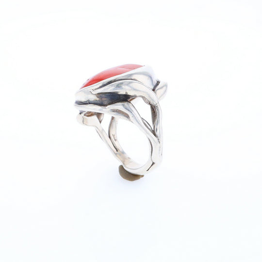 Native Oval Coral Free Form Ring