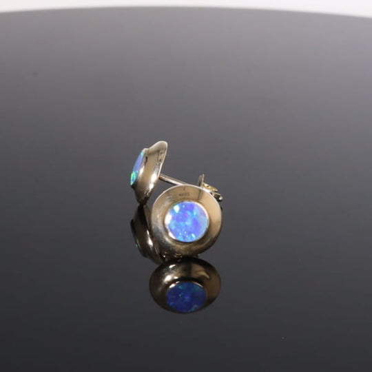 Opal Earrings Round Inlaid Design Studs