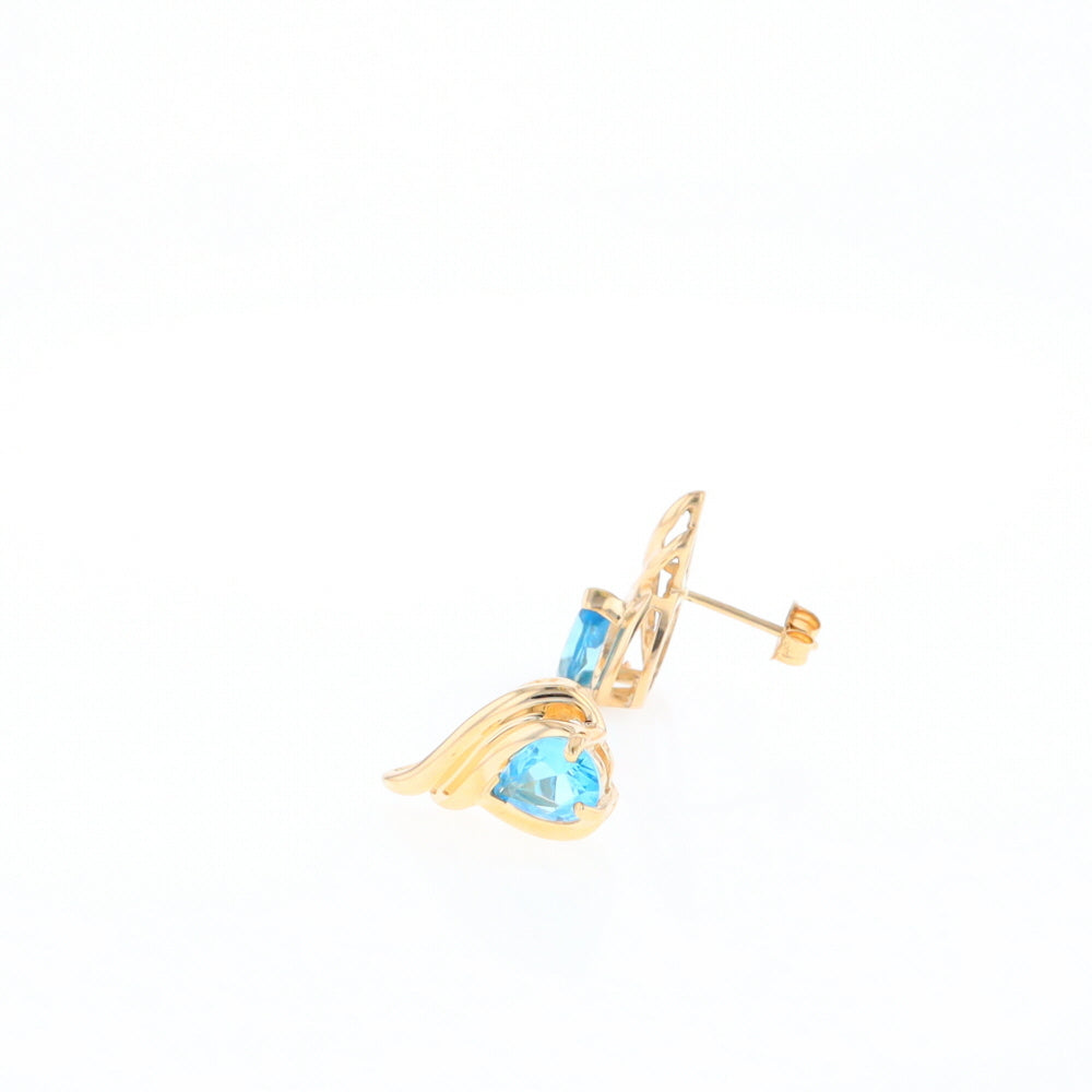 Blue Topaz Swirl Pear Stud Earrings