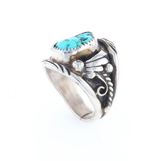 Navajo Turquoise and Feather Design Ring