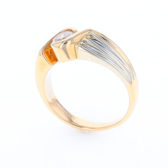 14Kt White & Yellow Gold Diamond Ribbed Bypass Ring