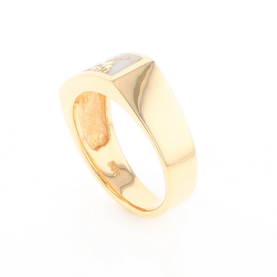 Gold Quartz Ring Rectangle Inlaid Design