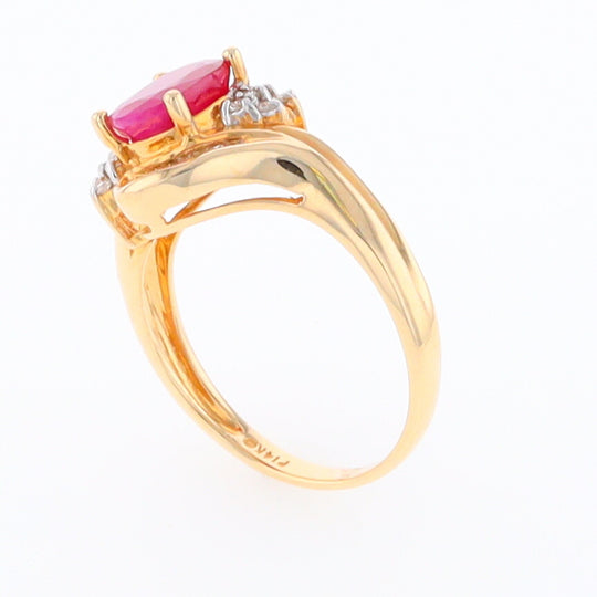 Natural Oval Ruby Ring with Diamond Twist