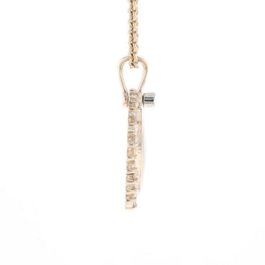 Gold Quartz Heart Shape Inlaid .55Ctw Diamond Pendant