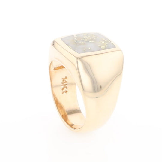 Natural Gold Quartz Men's Ring