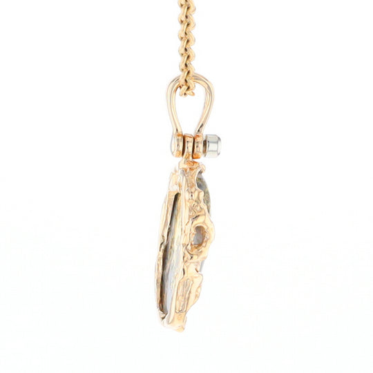 Serpentine & Gold Quartz Freeform Pendant
