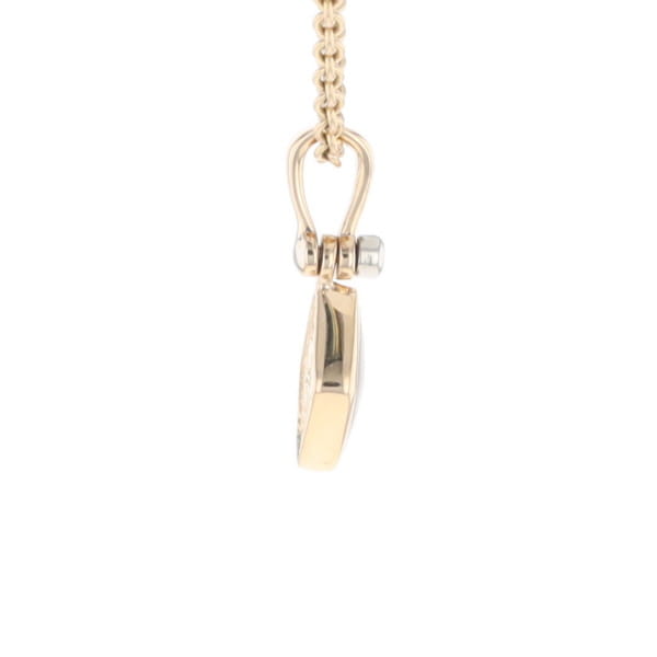Gold Quartz Necklace Diamond Shape Inlaid Pendant with .02ct Diamond