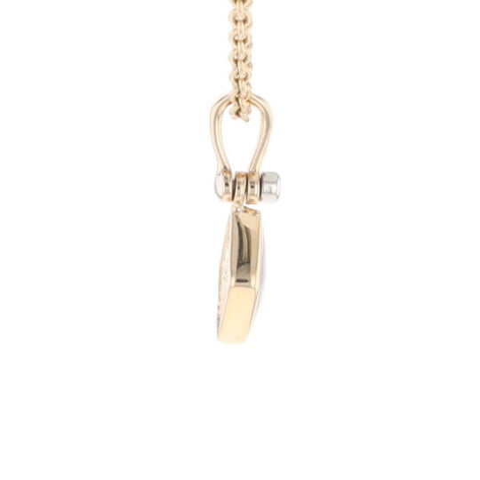 Gold Quartz Necklace Diamond Shape Inlaid Pendant with .02ct Diamond