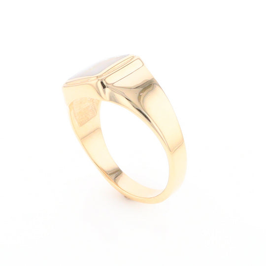 Gold Quartz Ring Square Inlaid Design