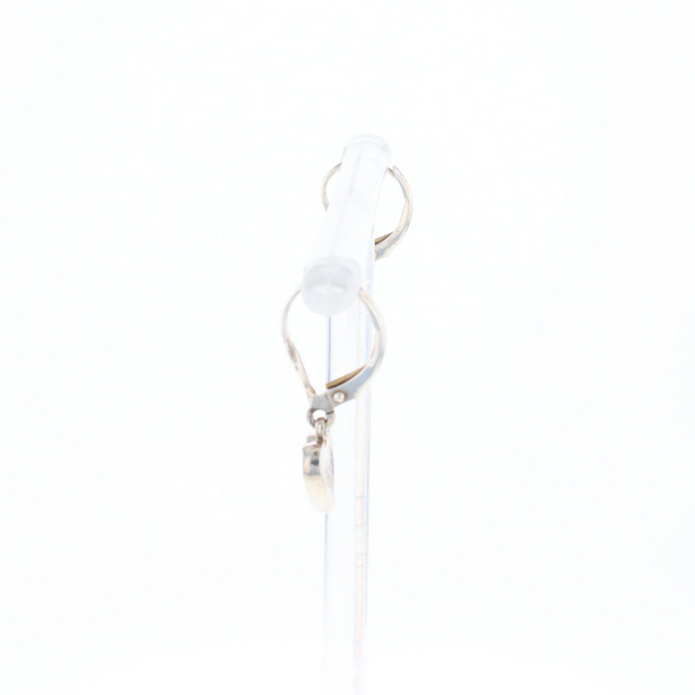 Silver Gold Quartz Inlaid Heart Earrings - G3