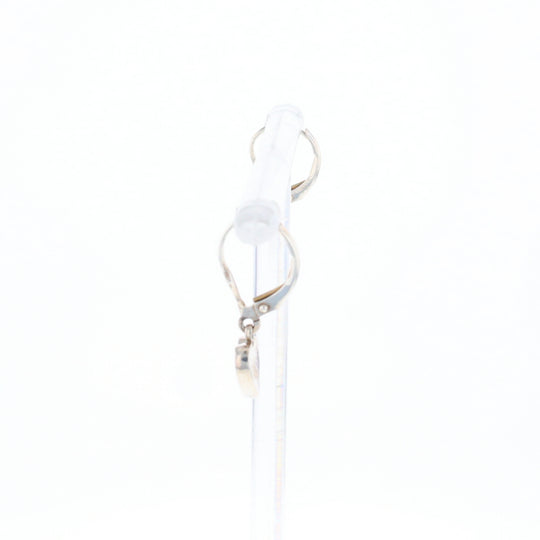 Silver Gold Quartz Inlaid Heart Earrings - G3