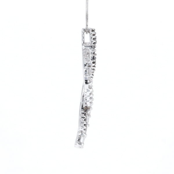 Ribbon Necklace With Black and White Diamonds