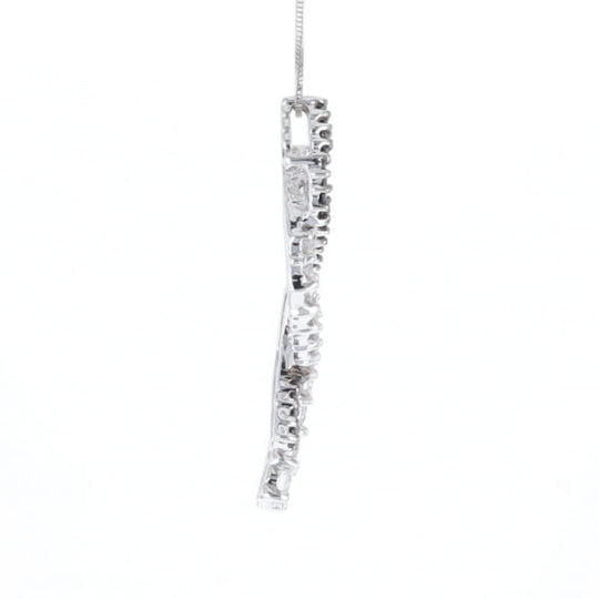 Ribbon Necklace With Black and White Diamonds