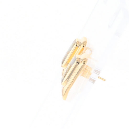 Gold Quartz Earrings Rectangle Inlaid Design