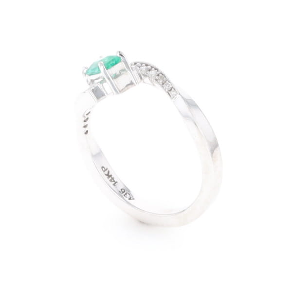 Emerald Twist Ring with Diamond Accents