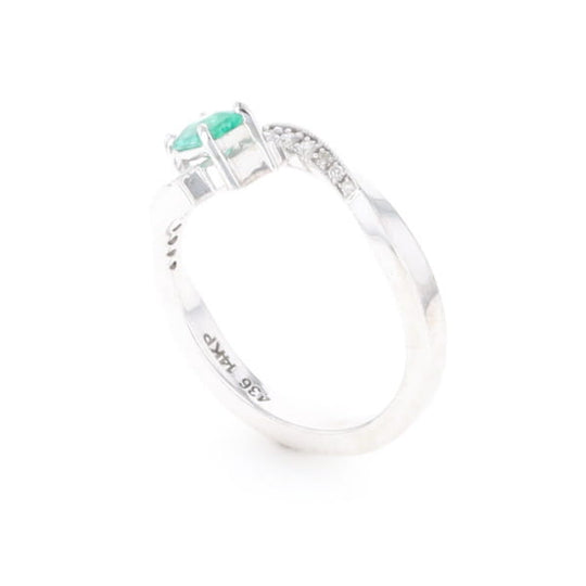 Emerald Twist Ring with Diamond Accents