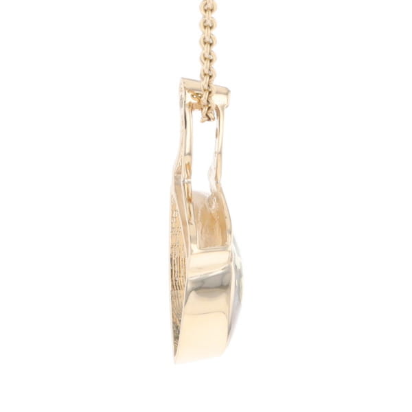 Gold Quartz Triangulare Inlaid Pendant with Diamond Accent