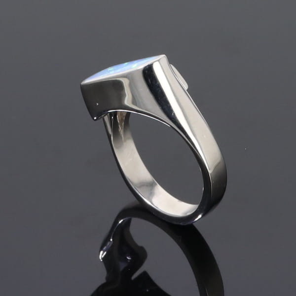 Opal Rings Geometric Inlaid Design with Tanzanite and .08ctw Diamonds