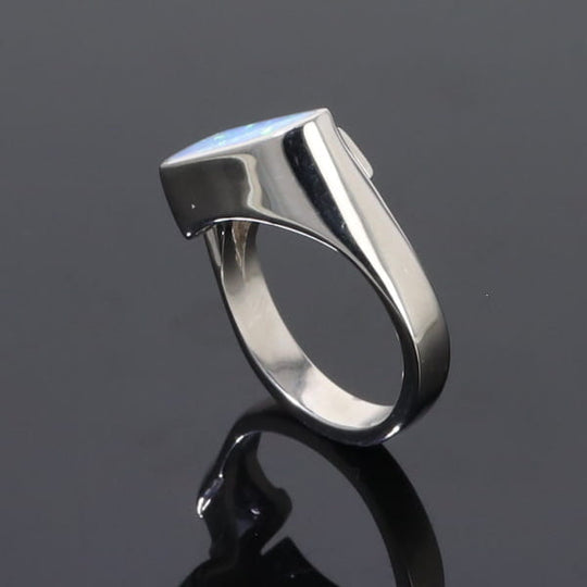 Opal Rings Geometric Inlaid Design with Tanzanite and .08ctw Diamonds