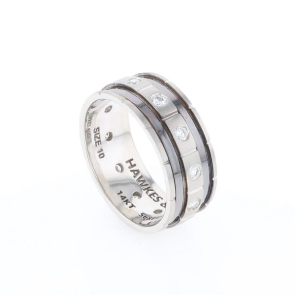 Contemporary Men's Comfort Fit Wedding Band With Diamonds
