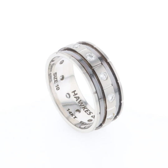 Contemporary Men's Comfort Fit Wedding Band With Diamonds