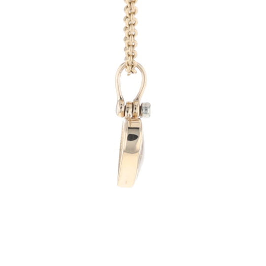 Gold Quartz Necklace Heart Inlaid Design Pendant with .02ct Diamond