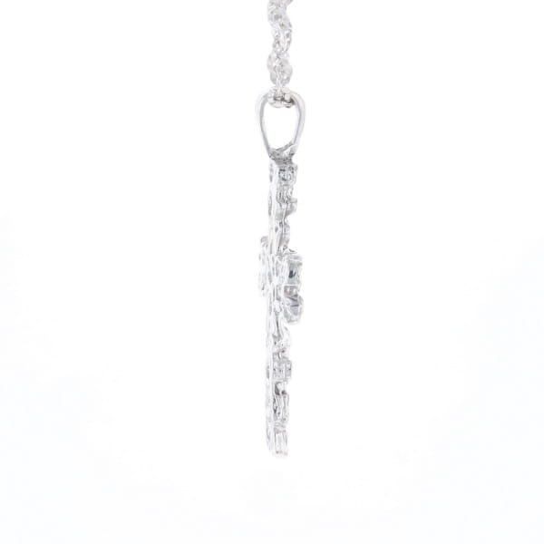 Sterling Silver Nugget Pattered Cross Necklace