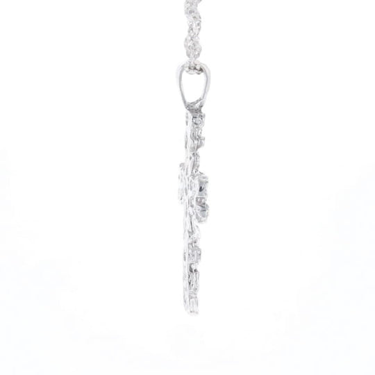 Sterling Silver Nugget Pattered Cross Necklace