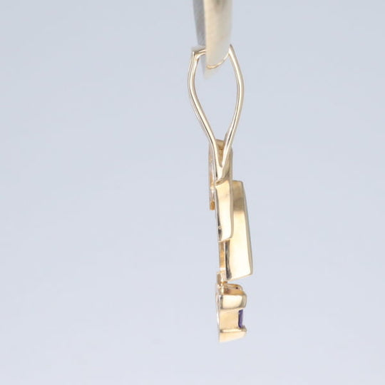 Opal Pendant Triangle Inlaid Design with Trillion Cut Tanzanite