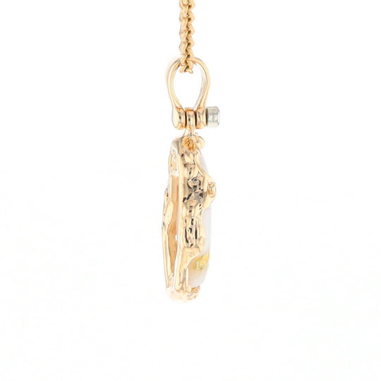 Gold Quartz Freeform Pendant