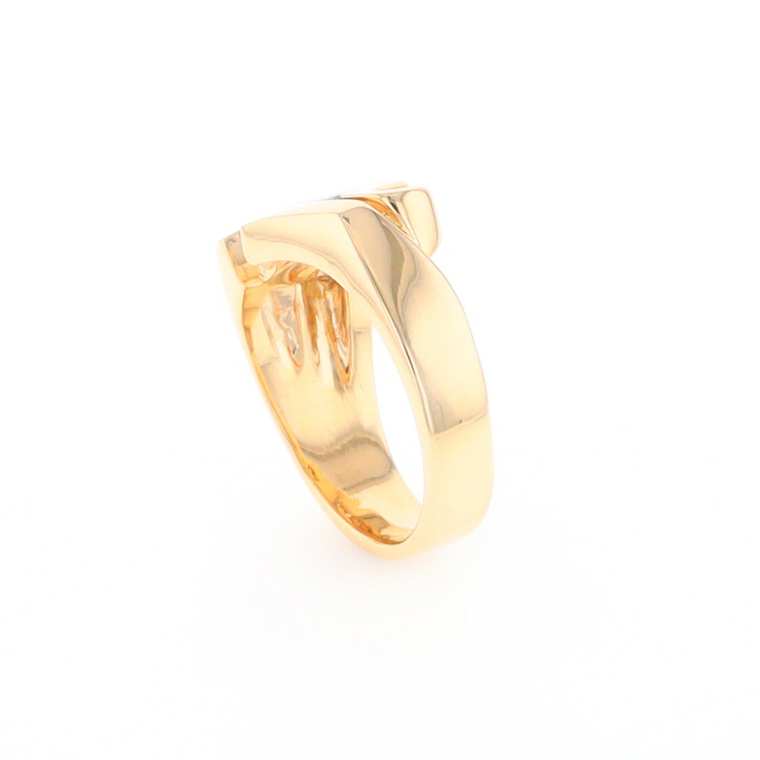 Gold Quartz Ring Geometric Shape Inlaid with 0.30ctw Round Diamonds