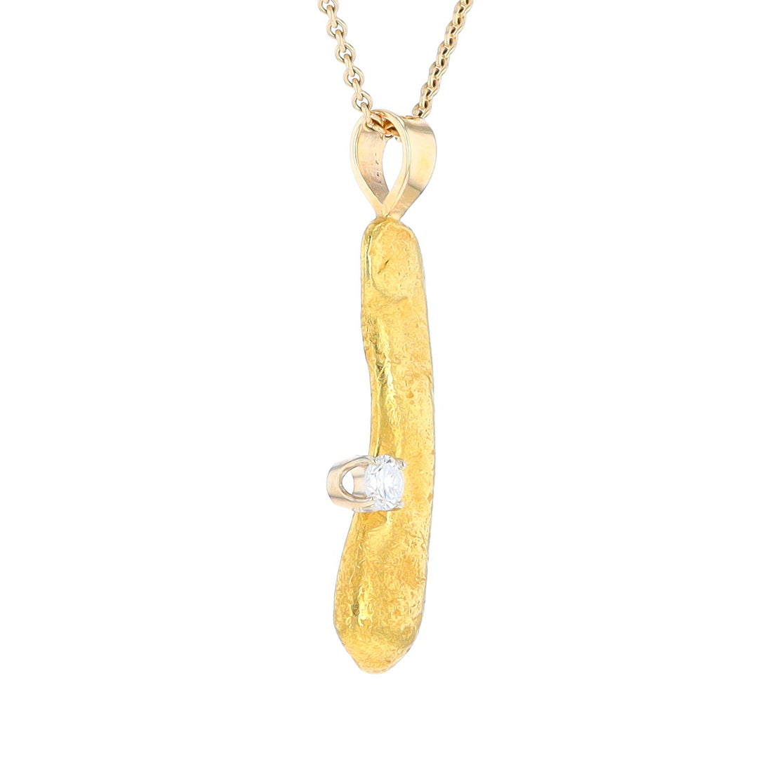 20K Natural Nugget Pendant with Diamond Accent