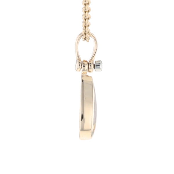 Gold Quartz Pendant Tear Drop Inlaid Design with .02ct Diamond