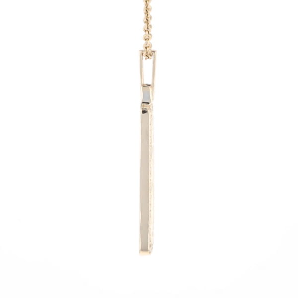 Gold Quartz Necklace, Rectangle Inlaid, .27ctw Diamond Halo Pendant
