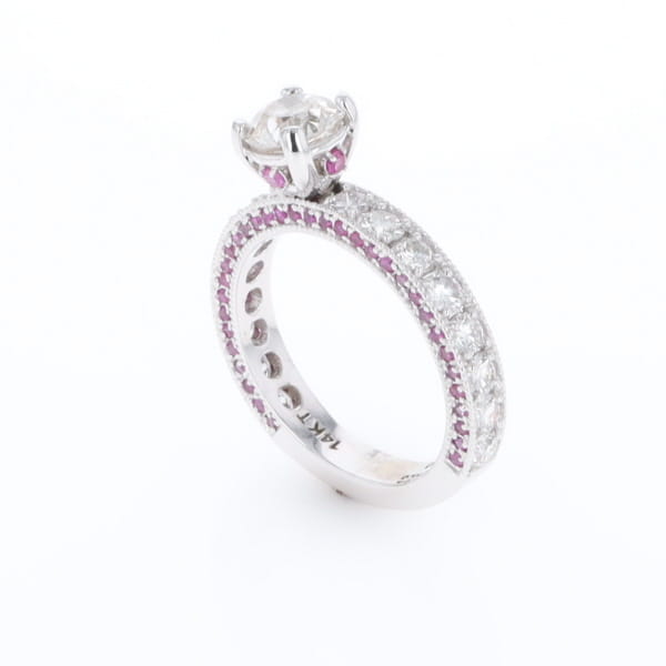 Diamond and Pink Sapphire Engagement Ring
