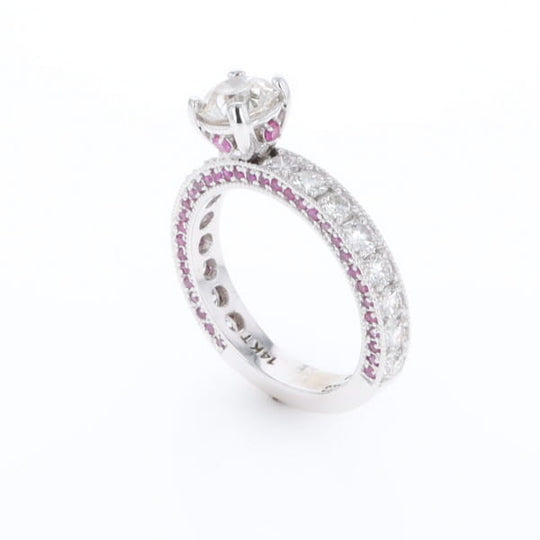 Diamond and Pink Sapphire Engagement Ring