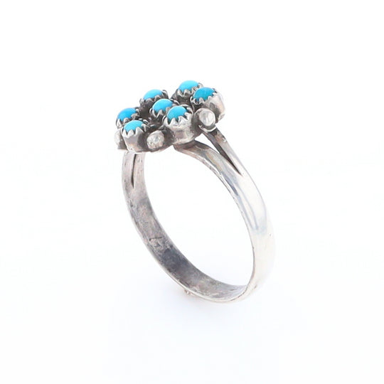 Round Turquoise Cluster Ring