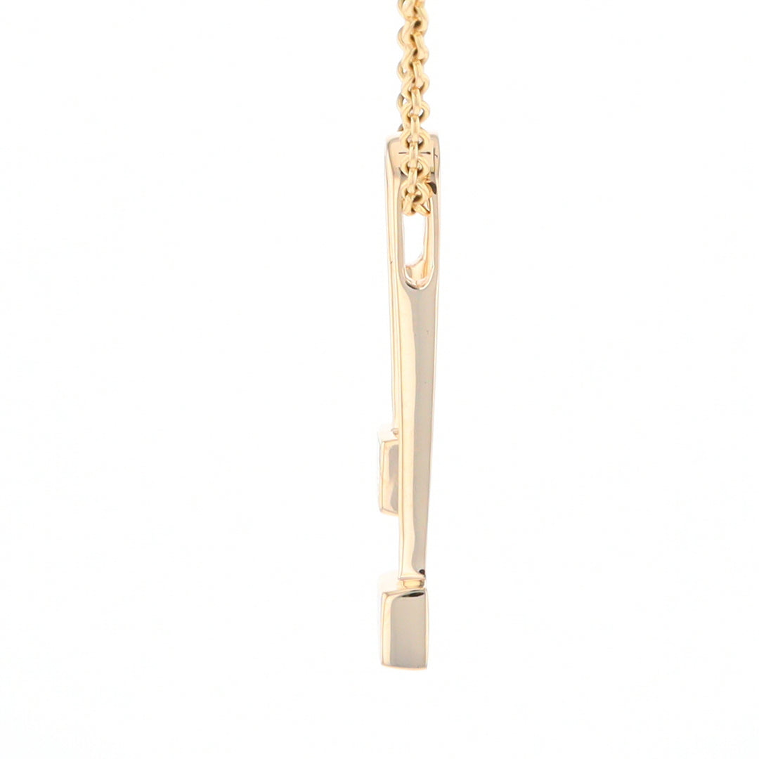 Gold Quartz 2 Square Curved Bar Pendant