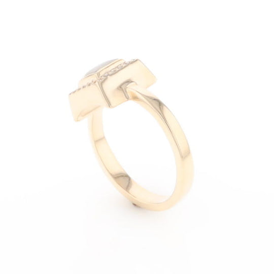 Gold Quartz Ring Square Inlaid Halo .14ctw Diamonds Design