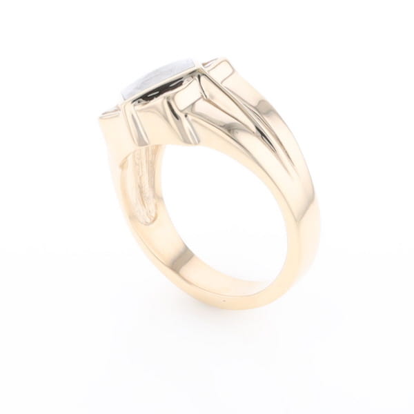 Natural Meteorite ring diamond shape inlaid design with .16ctw round diamonds