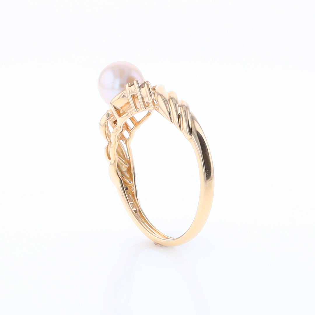 Pearl and Diamond Twist Ring