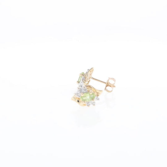 Bypass Peridot and Diamond Stud Earrings