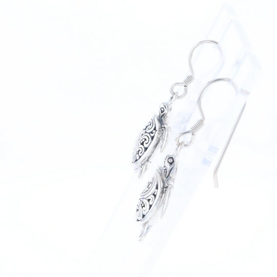 Silver Turtle Dangle Earrings