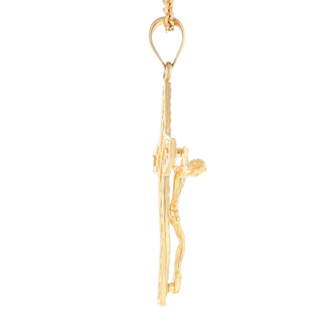 Gold Mesh Crucifix Pendant