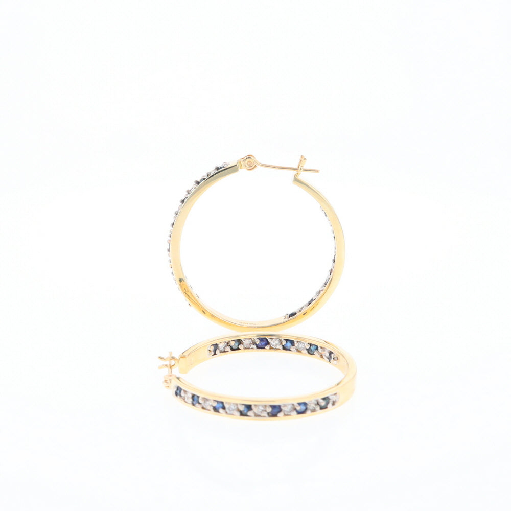 Sapphire & Diamond Hoop Earrings