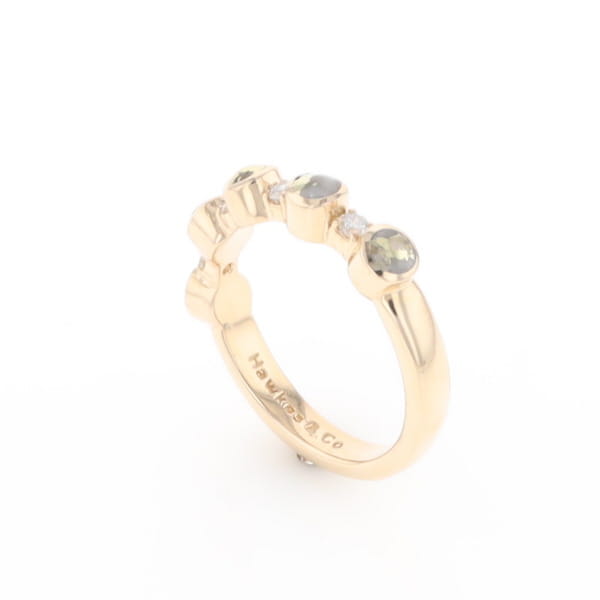 Gold Quartz Circle Inlay Wedding Band - G2