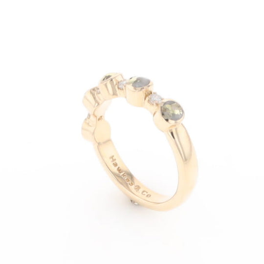 Gold Quartz Circle Inlay Wedding Band - G2