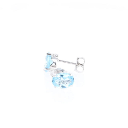 Oval Blue Topaz Stud Earrings