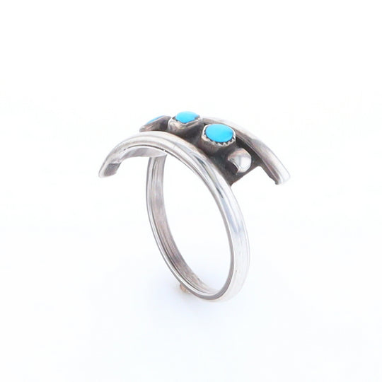 Round Turquoise Row Bypass Ring