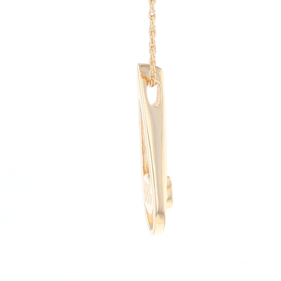 Open Teardrop Round Gold Quartz Inlaid Pendant